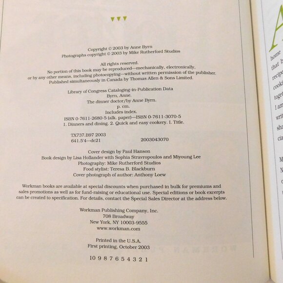The Dinner Doctor by Anne Byrn 2003 PB Cookbook 230 Fast Fresh Tasting Dishes - Picture 4 of 10